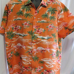 SSLR Orange Flamingo Hawaiian Shirt XL